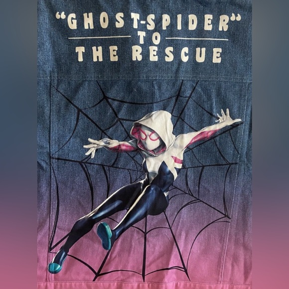 Marvel Spider-Man Ghost Spider Ombré Denim & Pink Jacket By Box Lunch NWT Disney - Picture 5 of 5